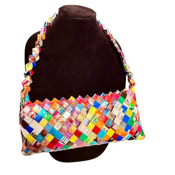 Vintage Recycled Candy Wrapper Shoulder Bag or Clutch - Picture 1 of 8
